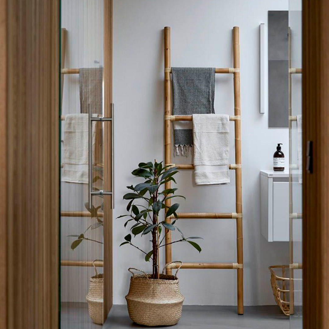 Armario de baño de bambú con 2 estantes kleankin 40x30x86.5cm natural